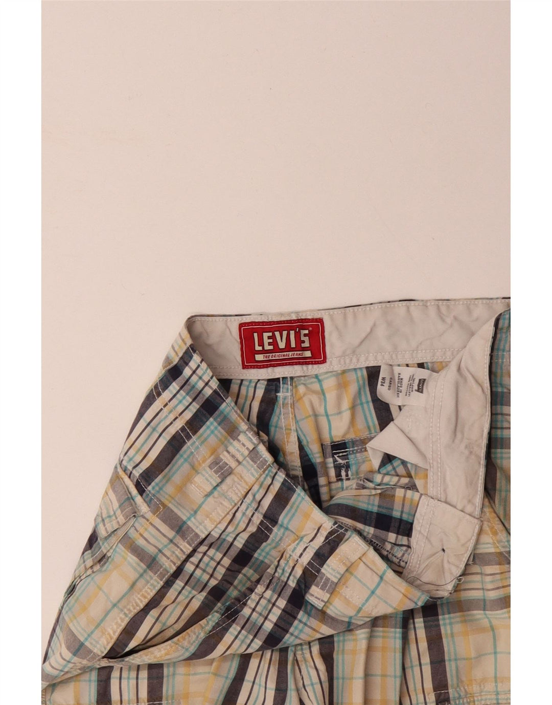 Pantaloni scurți cargo pentru bărbați LEVI'S W34, bumbac cu carouri multicolore mari
