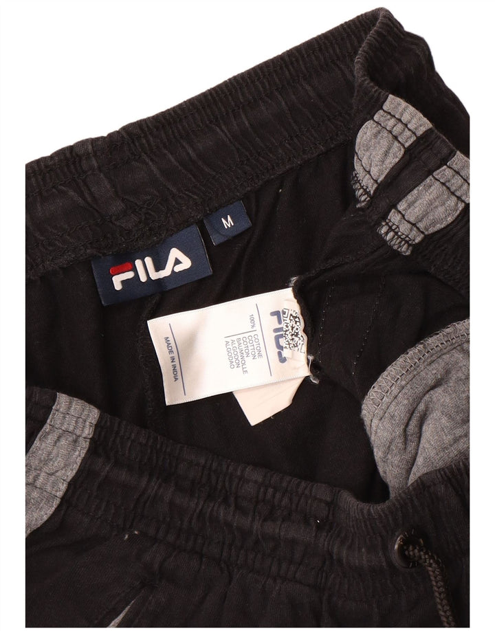 Pantaloni scurți sport Fila pentru bărbați, bumbac color bloc negru mediu