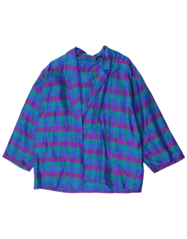 Jachetă Blazer Vintage pentru femei deschisă UK 14 Medium Blue Check