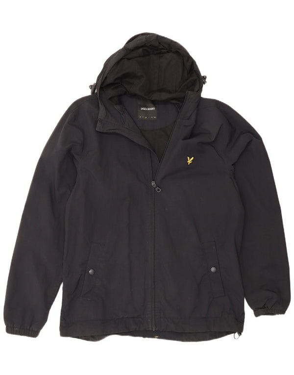 Lyle & Scott Mens Hooded Rain Jacket UK 38 Medium Black Nylon