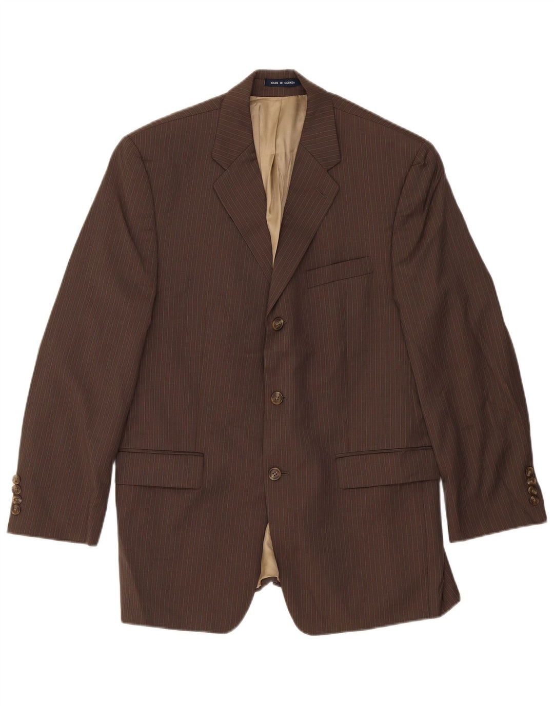 Jachetă Blazer pentru bărbați Chaps cu 3 nasturi UK 40 Lână nouă maro mare cu dungi