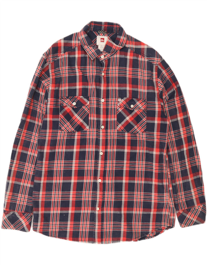 Cămașă de flanel Quiksilver pentru bărbați, cu tăiere obișnuită, din bumbac cu carouri roșii mari