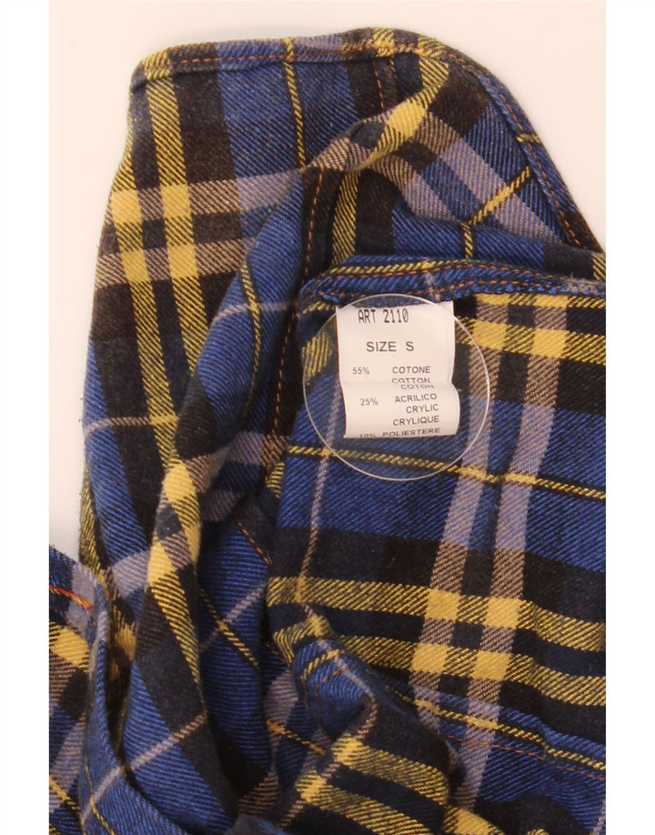 Cămașă de flanel pentru bărbați vintage, bumbac cu carouri albastre mici