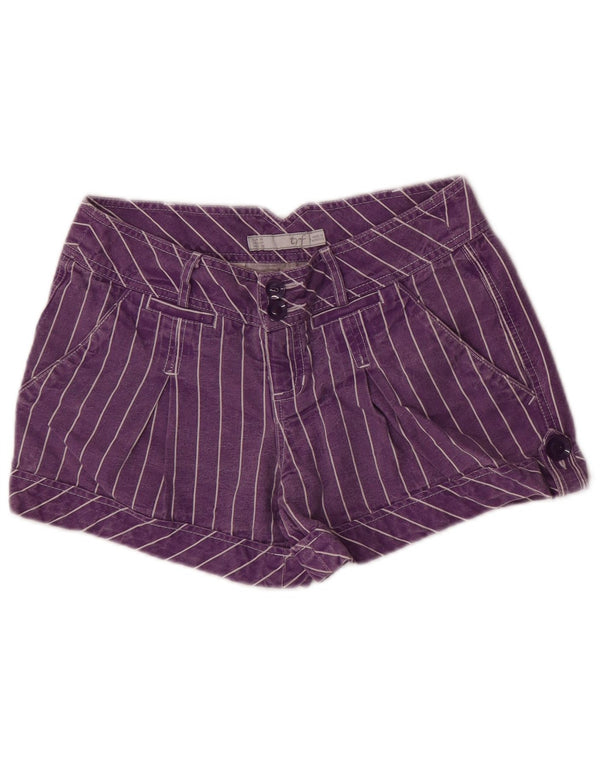 Pantaloni scurți cargo Trafaluc pentru femei Zara EU 36 XS W26 Bumbac cu dungi violet