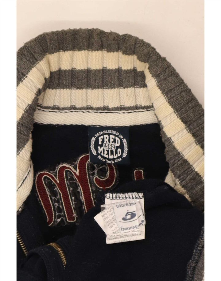 Pulover cardigan grafic pentru bărbați Fred Mello, mijlociu, bleumarin, color block