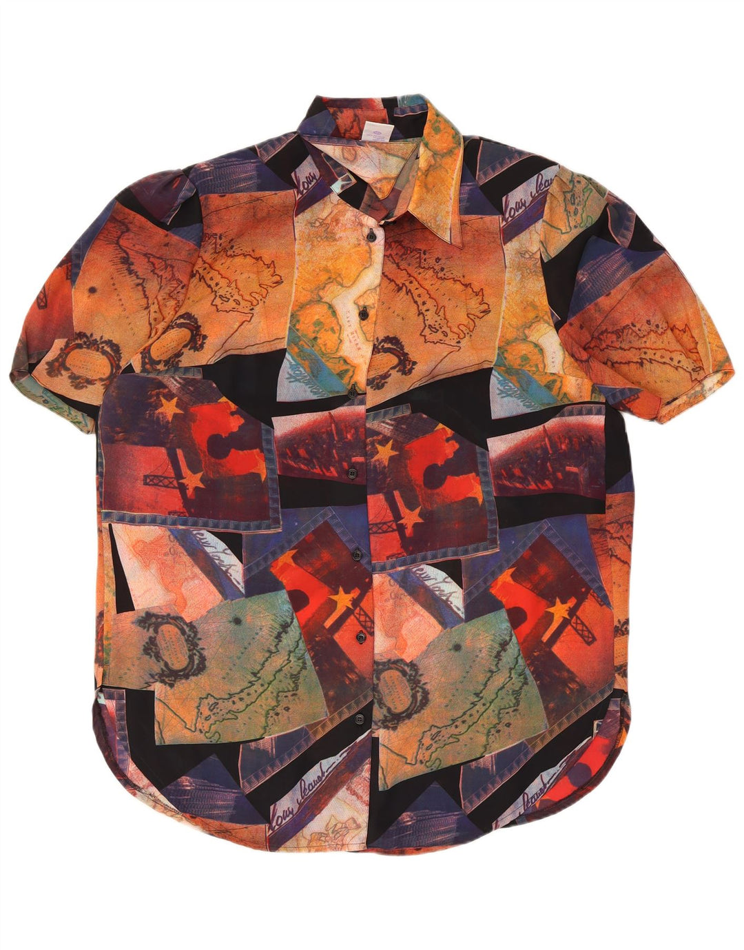 NOU FAST Bluză cămașă supradimensionată pentru femei EU 44 XL Patchwork multicolor