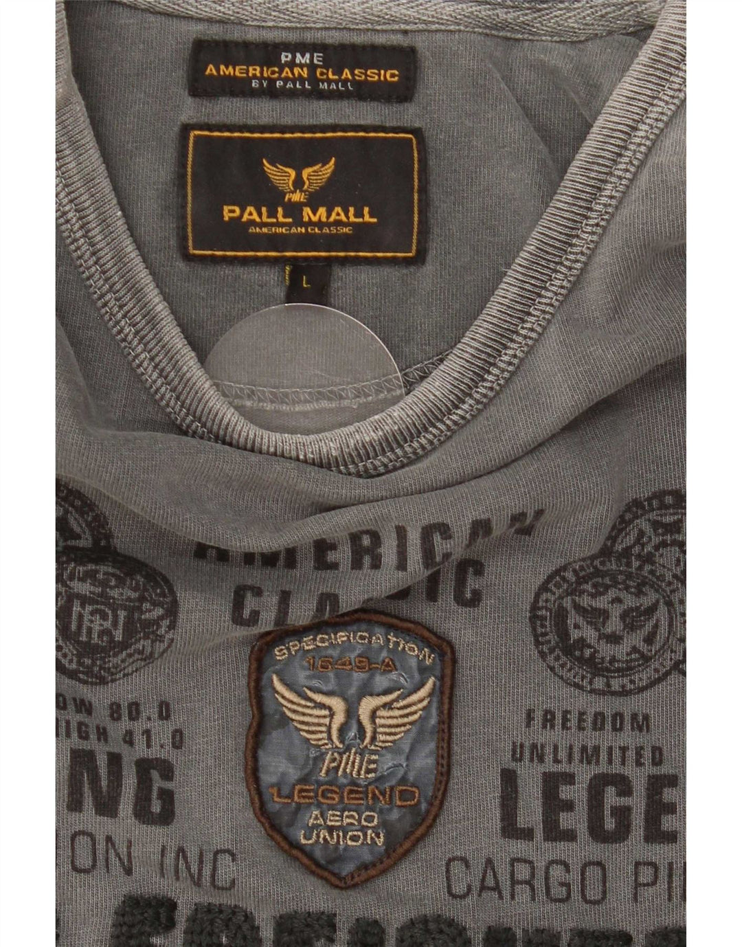 Top grafic pentru bărbați Pall Mall cu mânecă lungă, mare, gri