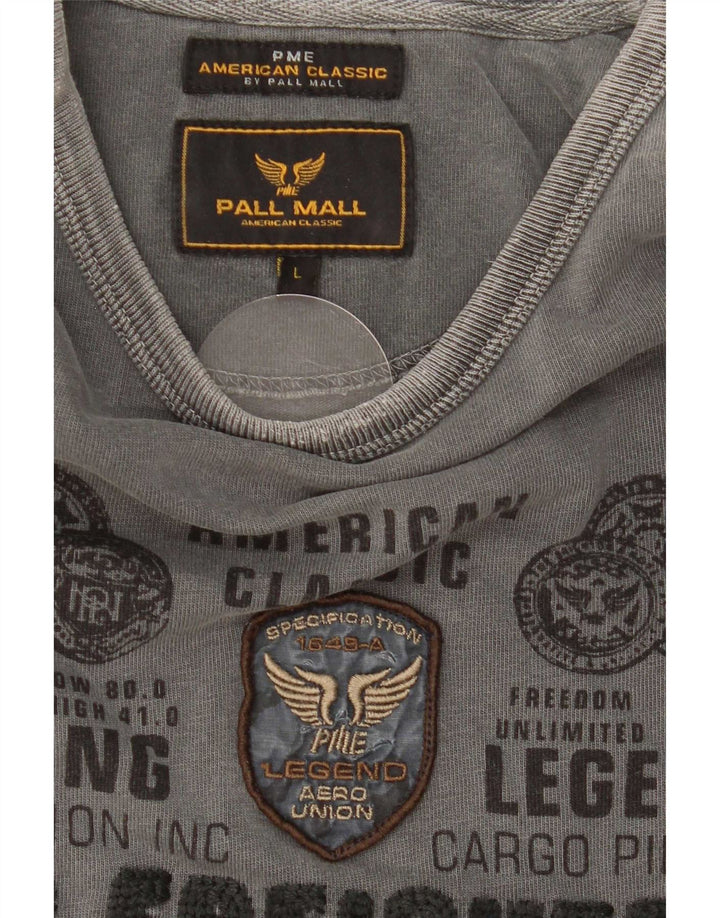 Top grafic pentru bărbați Pall Mall cu mânecă lungă, mare, gri