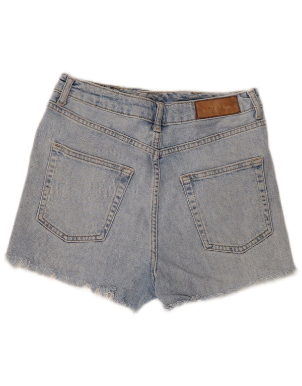 Pantaloni scurți din denim învechit pentru femei Topshop Mom Distressed UK 10 Small W28 Blue Bumbac