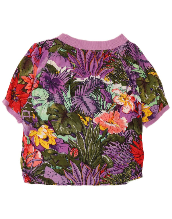 Bluză vintage cu mâneci scurte pentru femei, UK 14, festival mediu multicolor