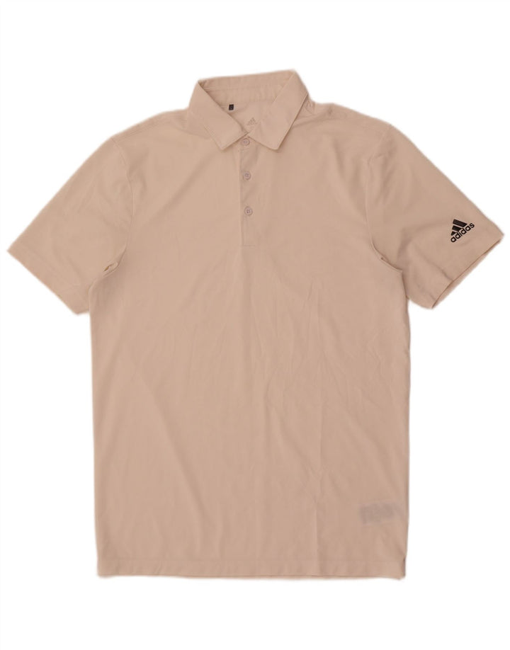 Tricou polo Adidas Primegreen pentru bărbați, poliester alb mic