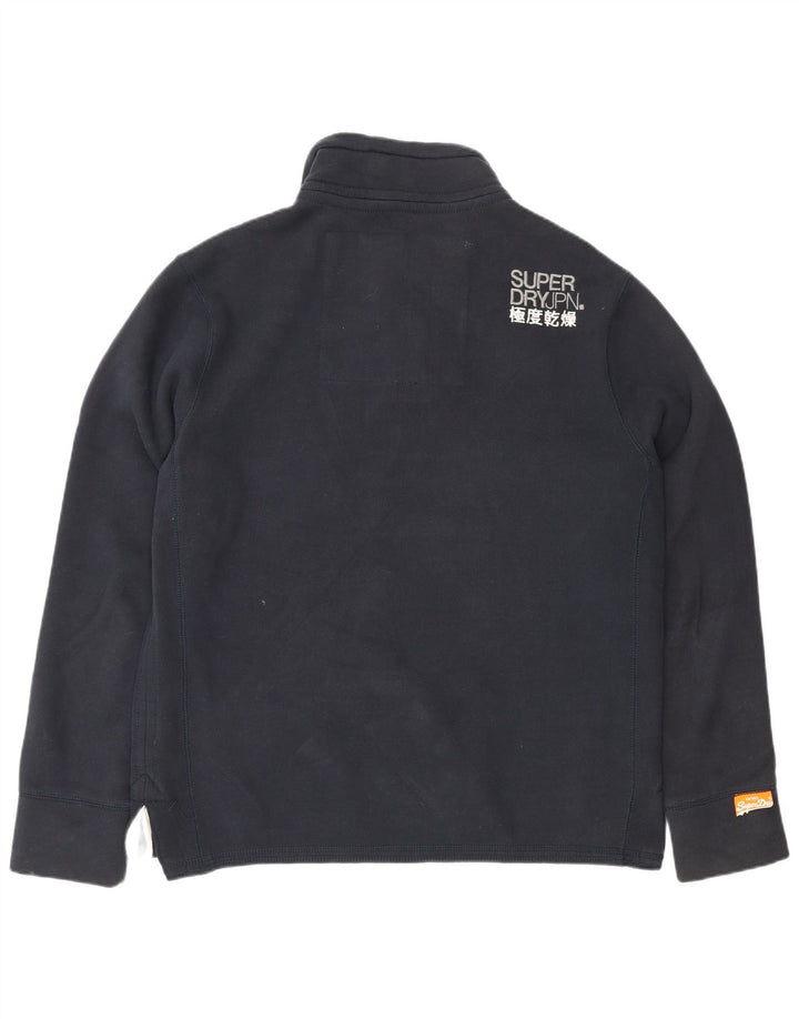 Pulover pentru bărbați Superdry, cu grafic, cu gât cu nasturi, XL, bumbac bleumarin
