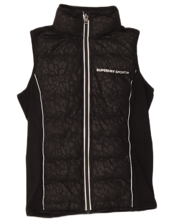Gilet captusit cu grafic Superdry pentru femei UK 10 Small Black Animal Print