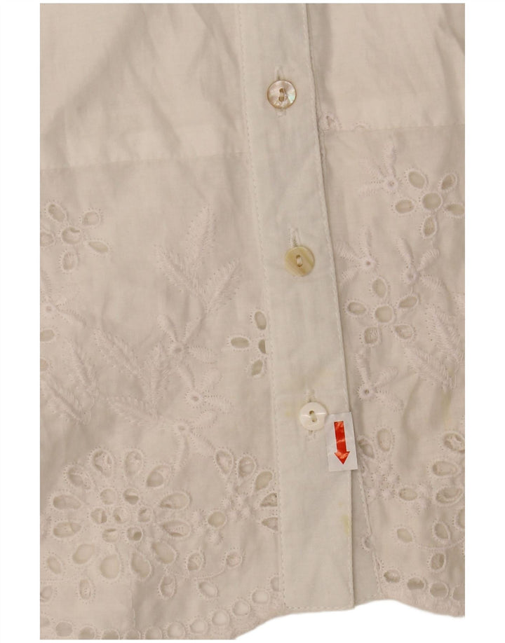 Bluză cămașă cu mânecă scurtă pentru femei WAREHOUSE UK 10 Poliester alb mic