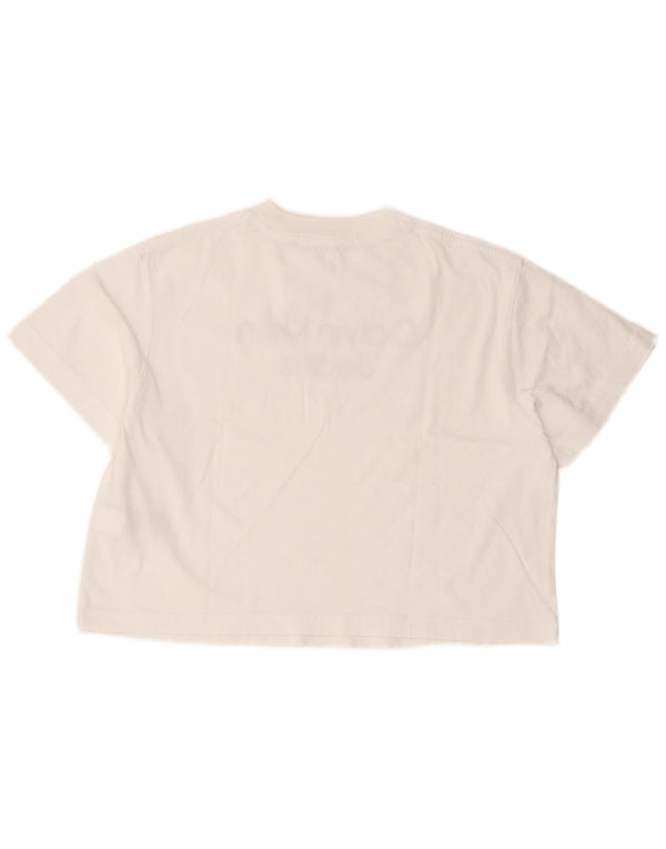 Tricou grafic supradimensionat pentru femei Calvin Klein Jeans Top UK 6 XS Alb