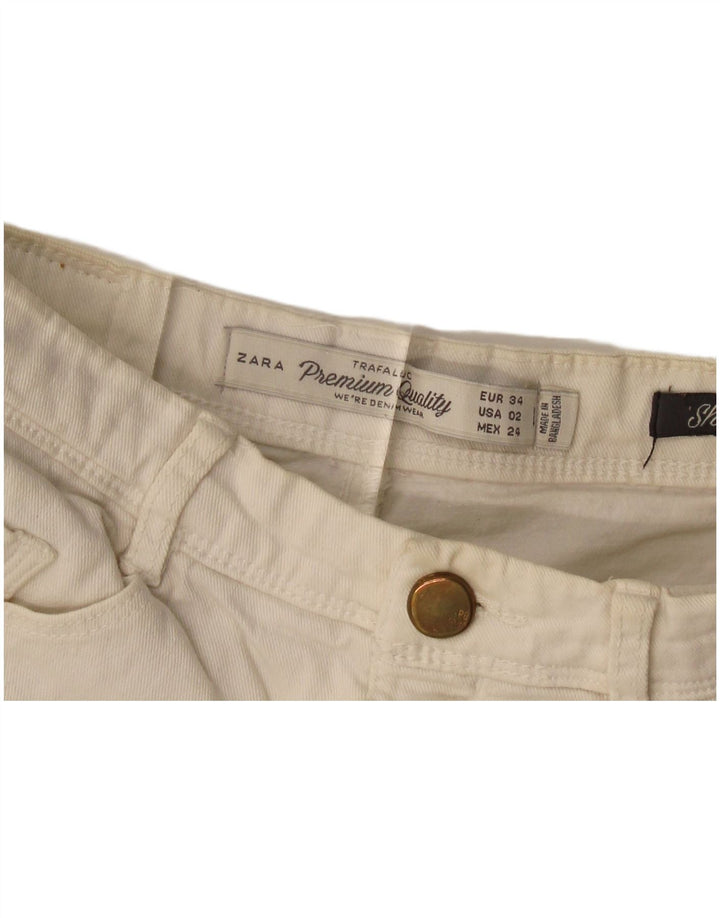Pantaloni scurți din denim pentru femei Zara EU 34 2XS W24 Alb
