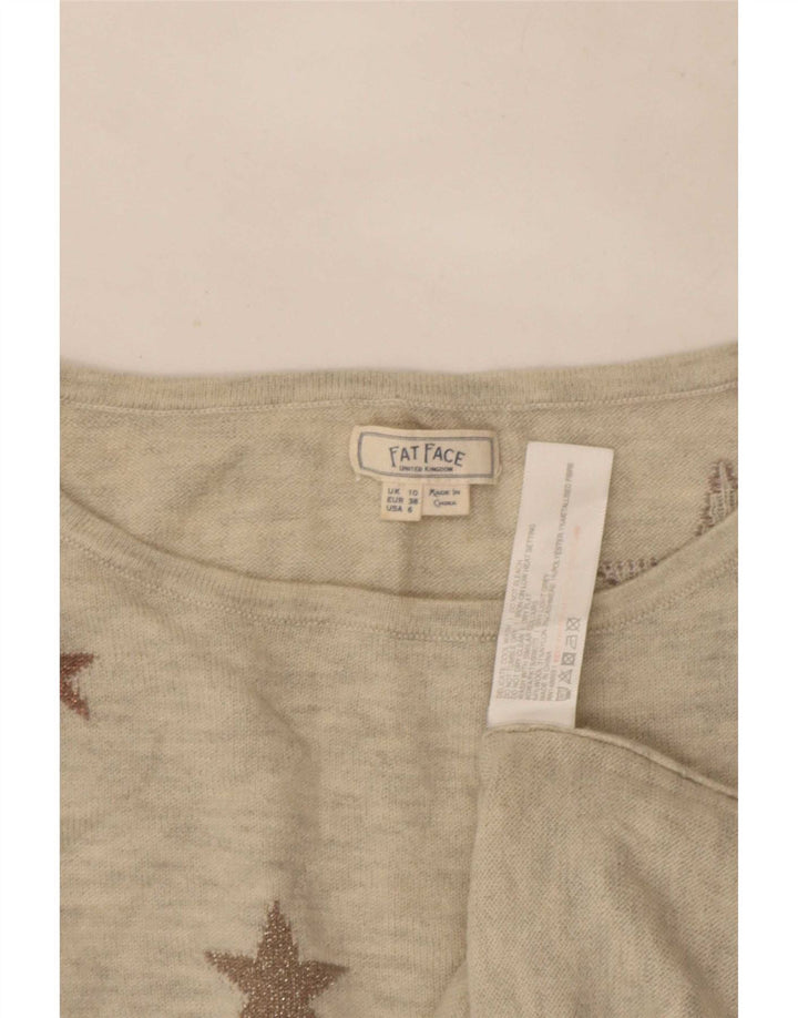 Pulover pentru femei Fat Face, cu model abstract, cu gât de barcă, UK 10, gri mic