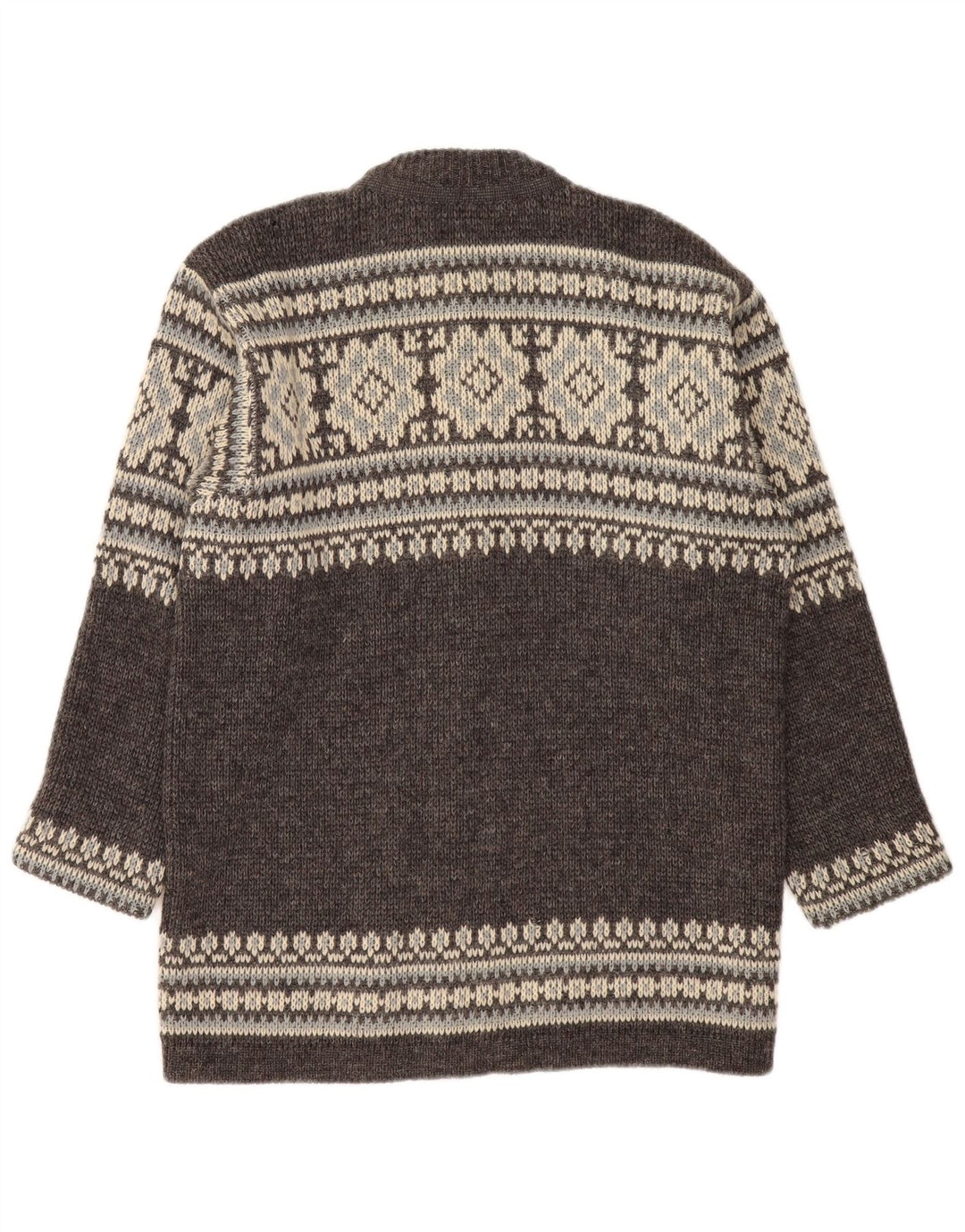 Pulover cardigan pentru bărbați NORDSTRIKK, lână virgină Fair Isle, gri mic