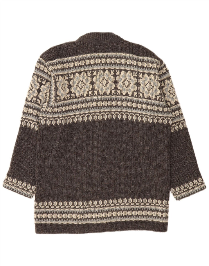 Pulover cardigan pentru bărbați NORDSTRIKK, lână virgină Fair Isle, gri mic