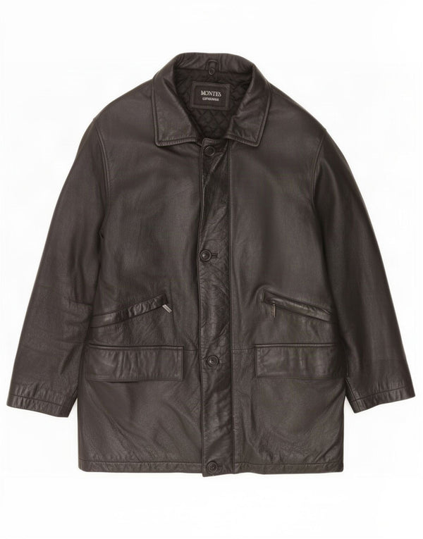Palton din piele pentru bărbați Montes UK 38 Medium Black