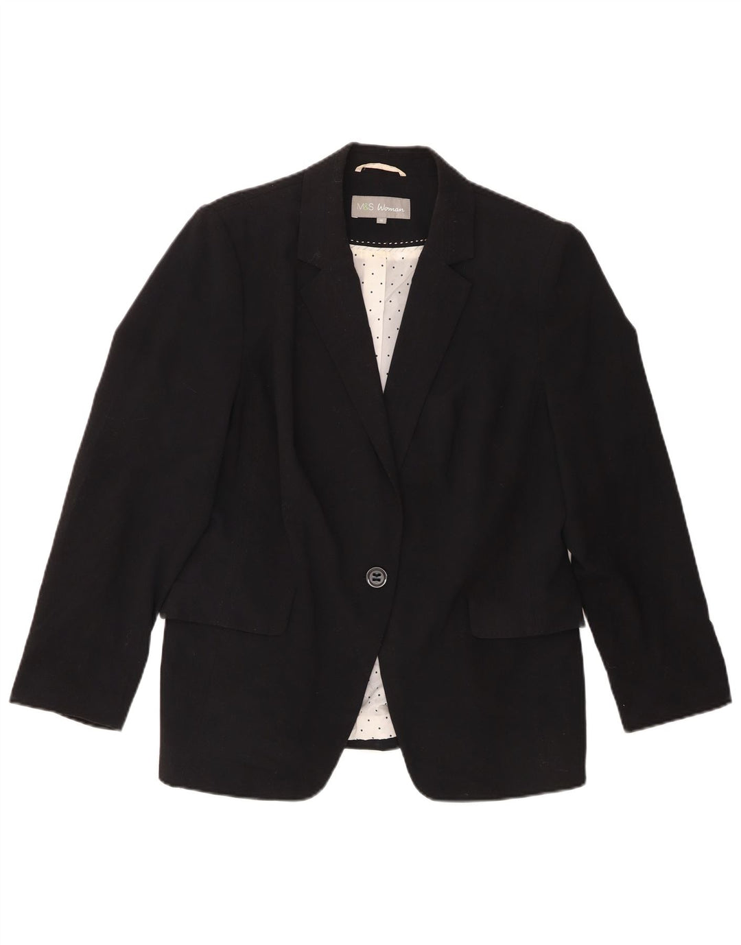 Jachetă pentru femei Marks & Spencer cu 1 nasture, UK 16, mare, negru, poliester