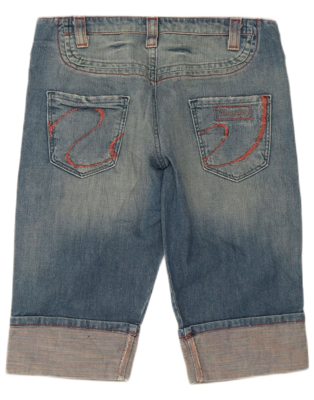 Pantaloni scurti din blugi Wrangler pentru femei W29, bumbac albastru mediu