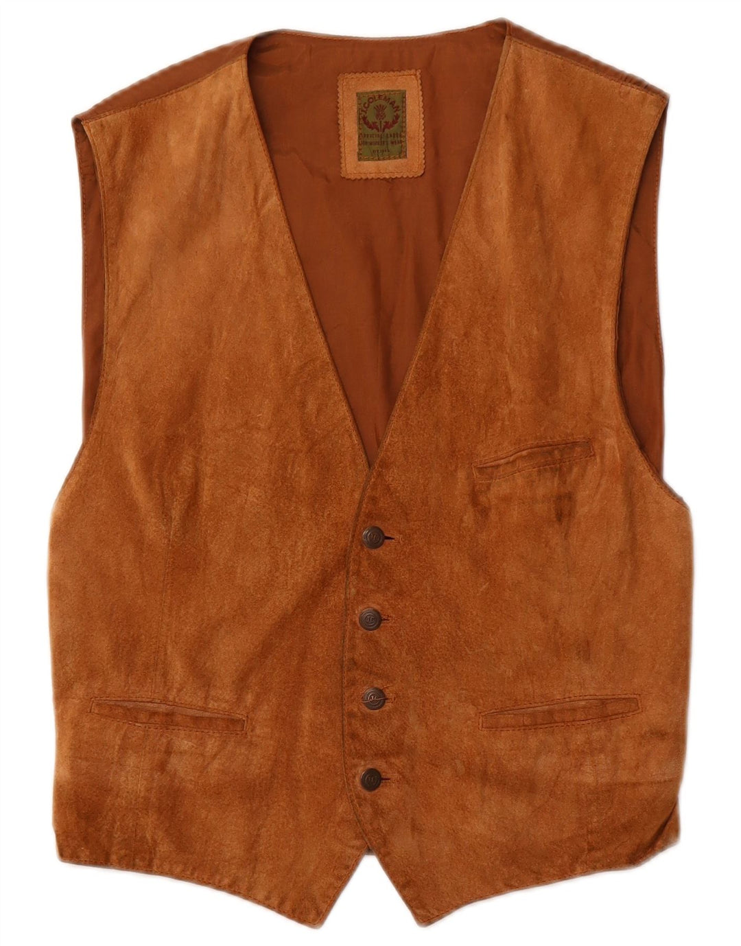 Jey Coleman Gilet de piele intoarsa pentru barbati IT 48 Maro Mediu