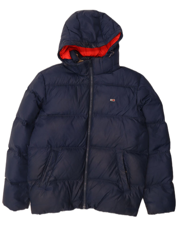 Jachetă căptușită cu glugă pentru bărbați Tommy Hilfiger UK 42 XL poliester bleumarin