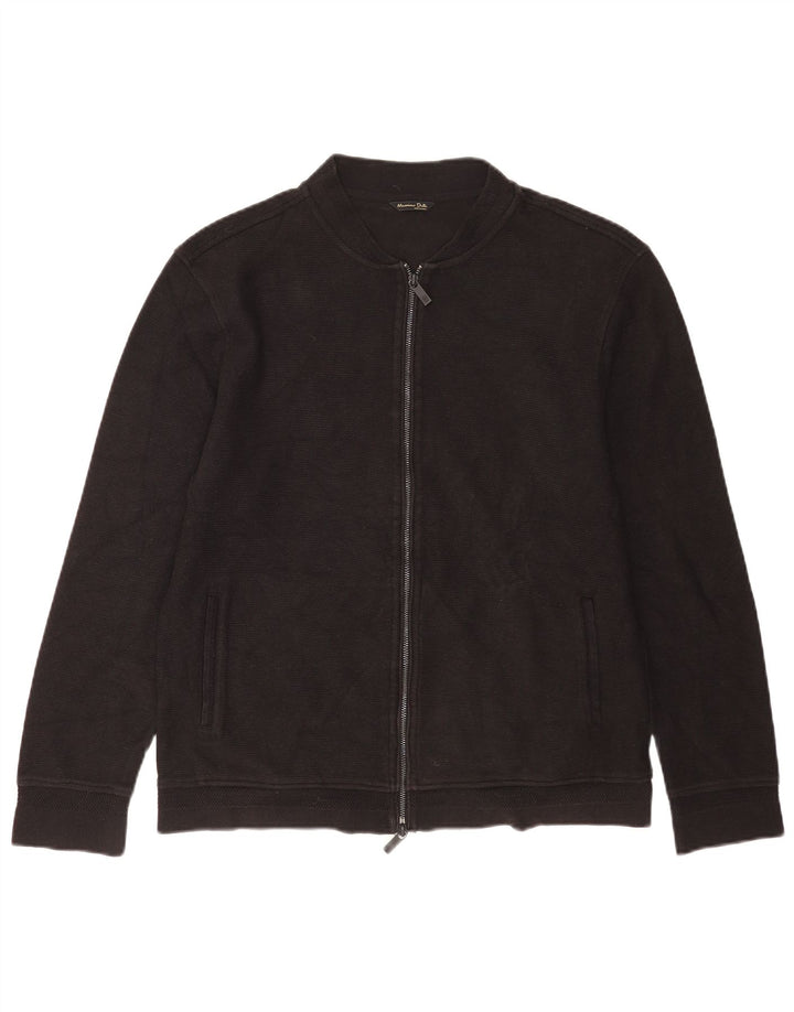Pulover cardigan Massimo Dutti pentru bărbați, bumbac negru mare
