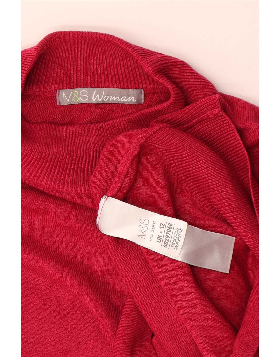 Pulover cu gât țestoasă pentru femei Marks & Spencer UK 12, roșu mediu acrilic