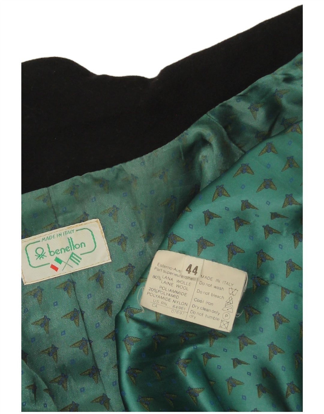 Sacou Benetton pentru femei cu 1 nasture IT 44 Lână neagră medie