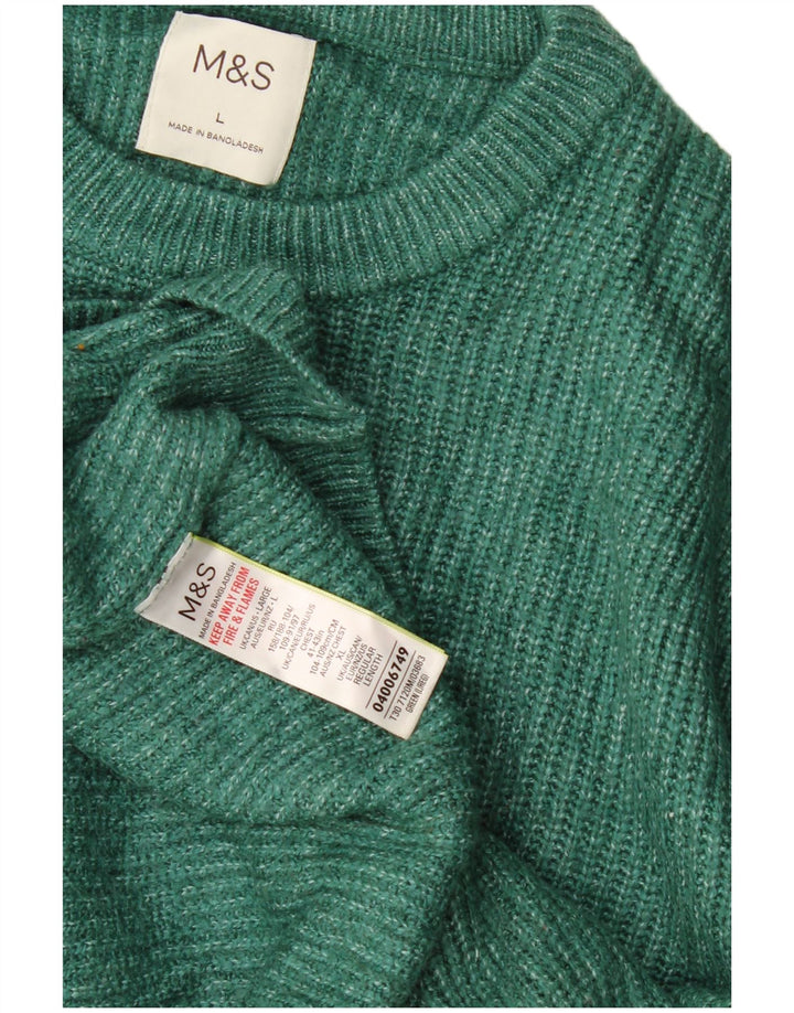 Pulover pentru bărbați Marks & Spencer, cu gât crew, din poliamidă verde mare
