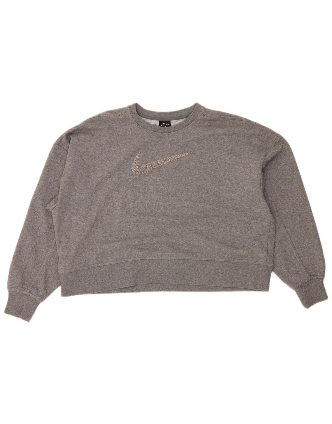 Pulover NIKE pentru femei, supradimensionat, cu grafic crop, UK 16, mare, gri