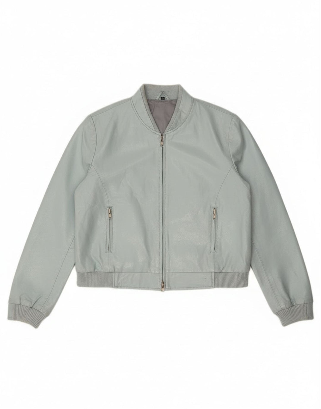 Jachetă bomber din piele artificială, vintage, pentru femei, IT 44, albastru mediu