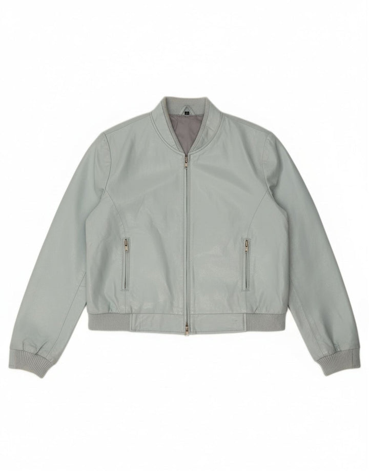 Jachetă bomber din piele artificială, vintage, pentru femei, IT 44, albastru mediu