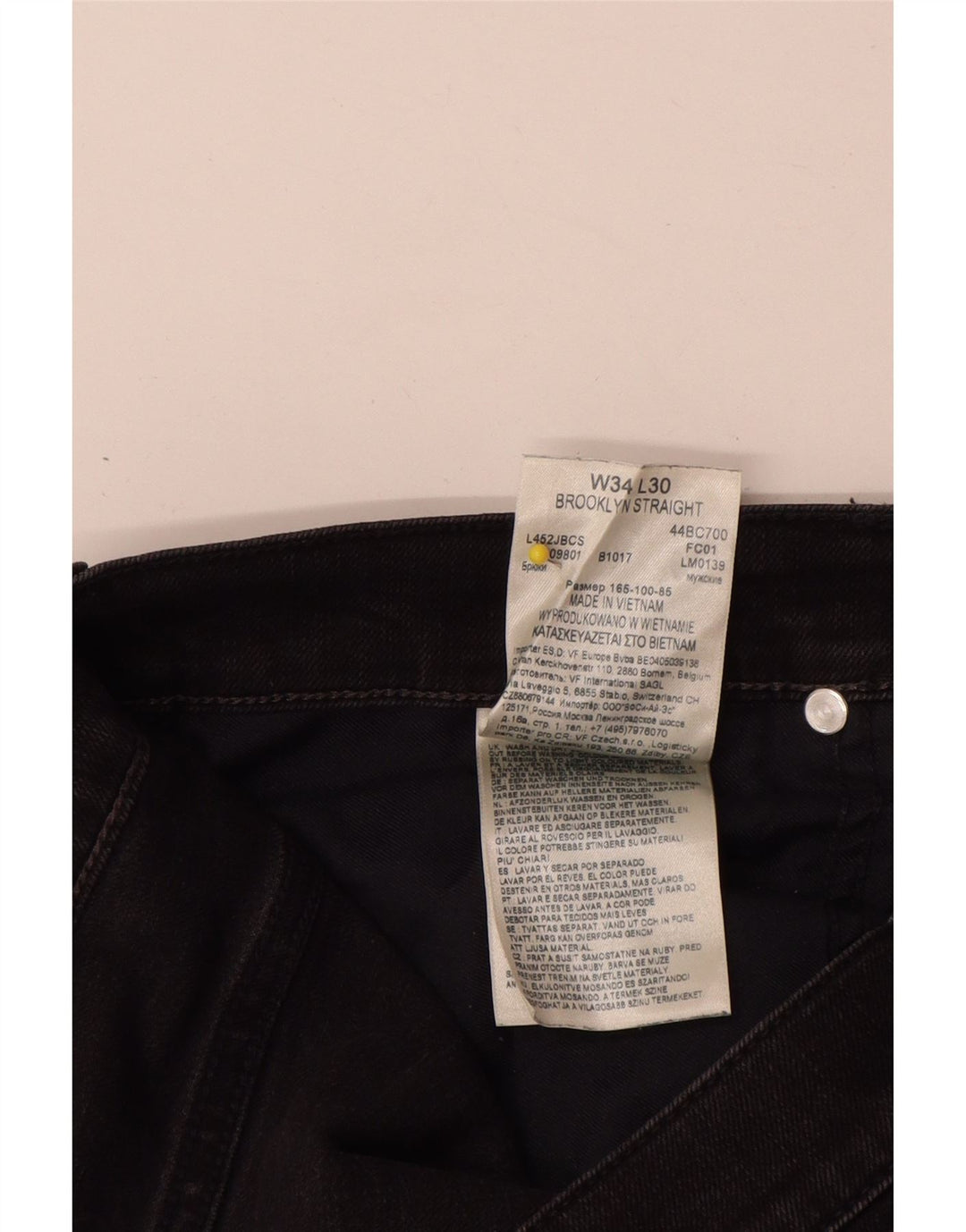 Blugi Lee Brooklyn Straight pentru bărbați W34 L30, bumbac negru
