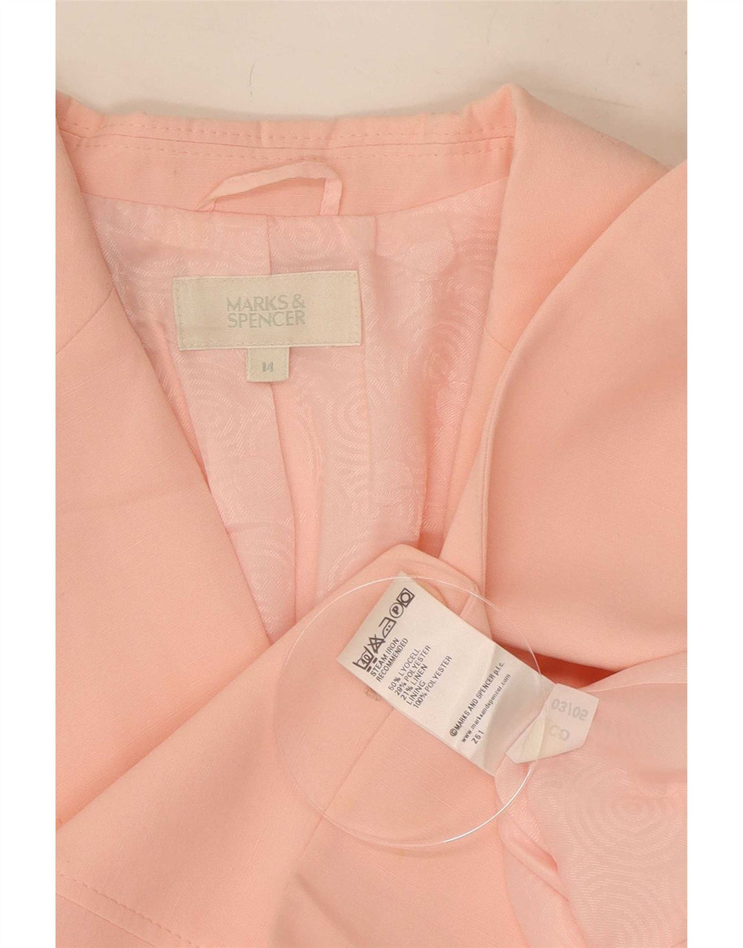 Jachetă pentru femei Marks & Spencer, cu 2 nasturi, lyocell mare, roz, UK 14