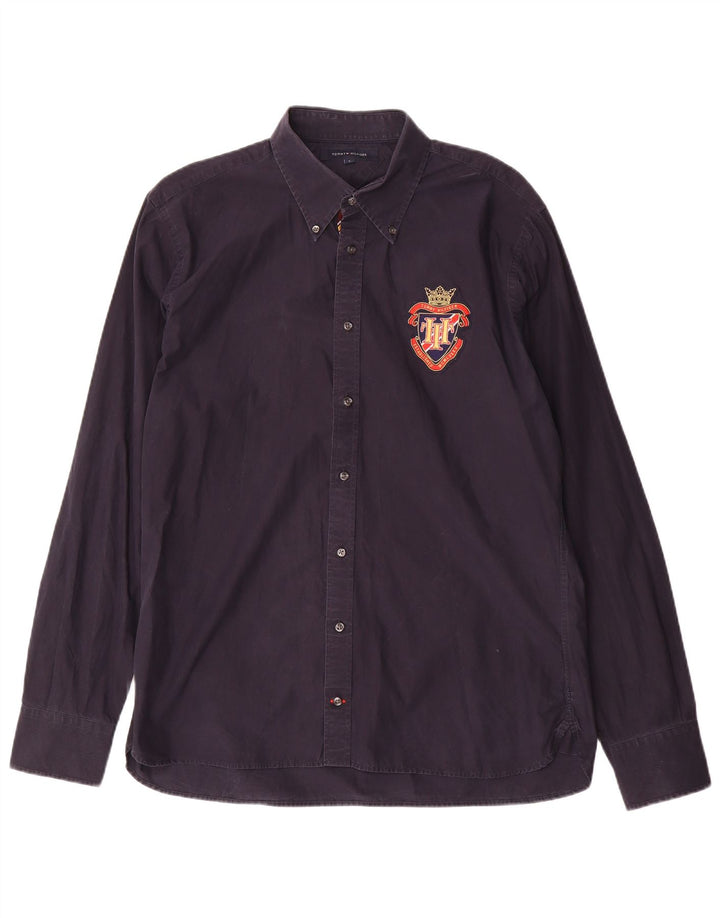 Cămașă grafică pentru bărbați Tommy Hilfiger, mare din bumbac bleumarin