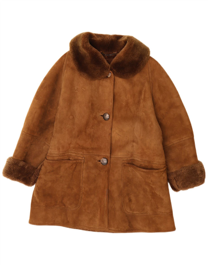 Palton pentru femei Belfe din shearling UK 14 din piele maro medie