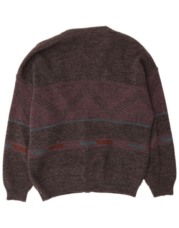 Angelo Litrico Pulover Cardigan Bărbați EU 48/50 Gri Mediu Geometric Acrilic