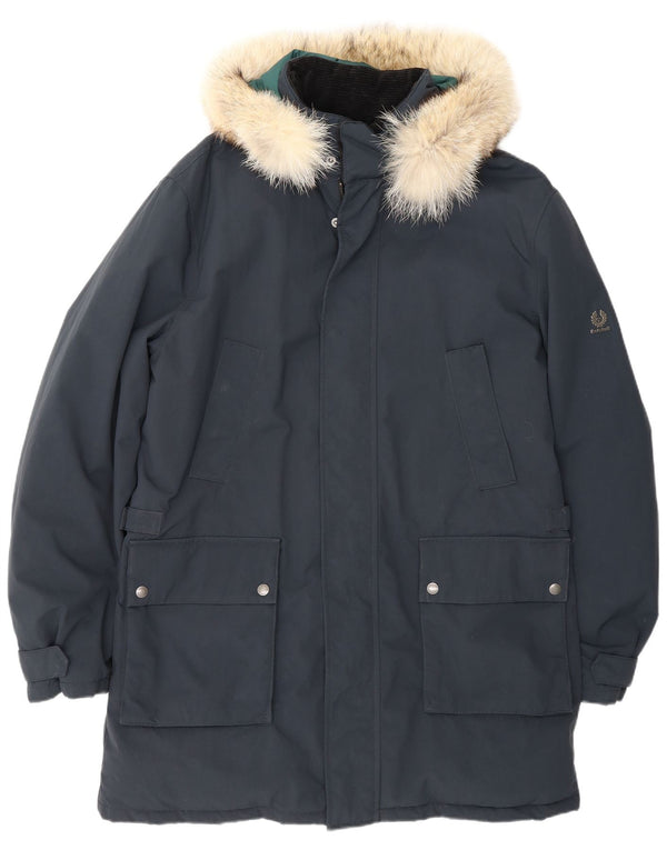 Jachetă parka cu glugă pentru bărbați Belstaff UK 40 mare, nailon bleumarin