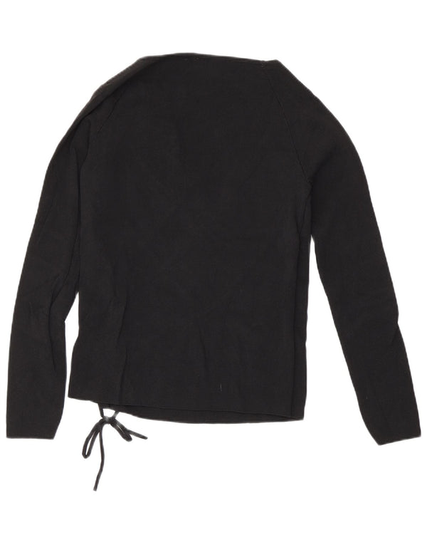 Top femeie Zara cu mânecă lungă UK 14 mare, negru, viscoză