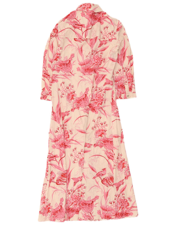 Rochie cămașă pentru femei Zara cu mâneci 3/4 UK 14 Roz mediu Floral