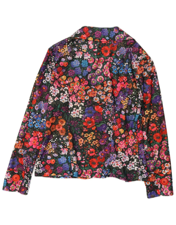 Jachetă vintage cu 3 nasturi pentru femei UK 14 Medium Multicolor Floral