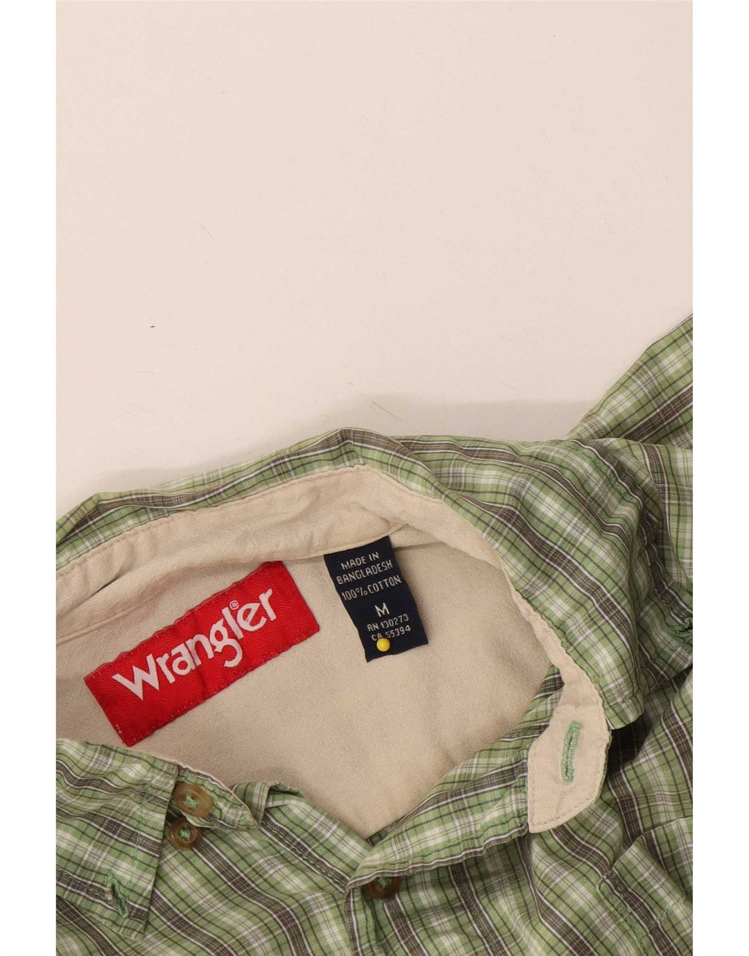 Cămașă pentru bărbați Wrangler cu mânecă scurtă, bumbac verde mediu cu carouri