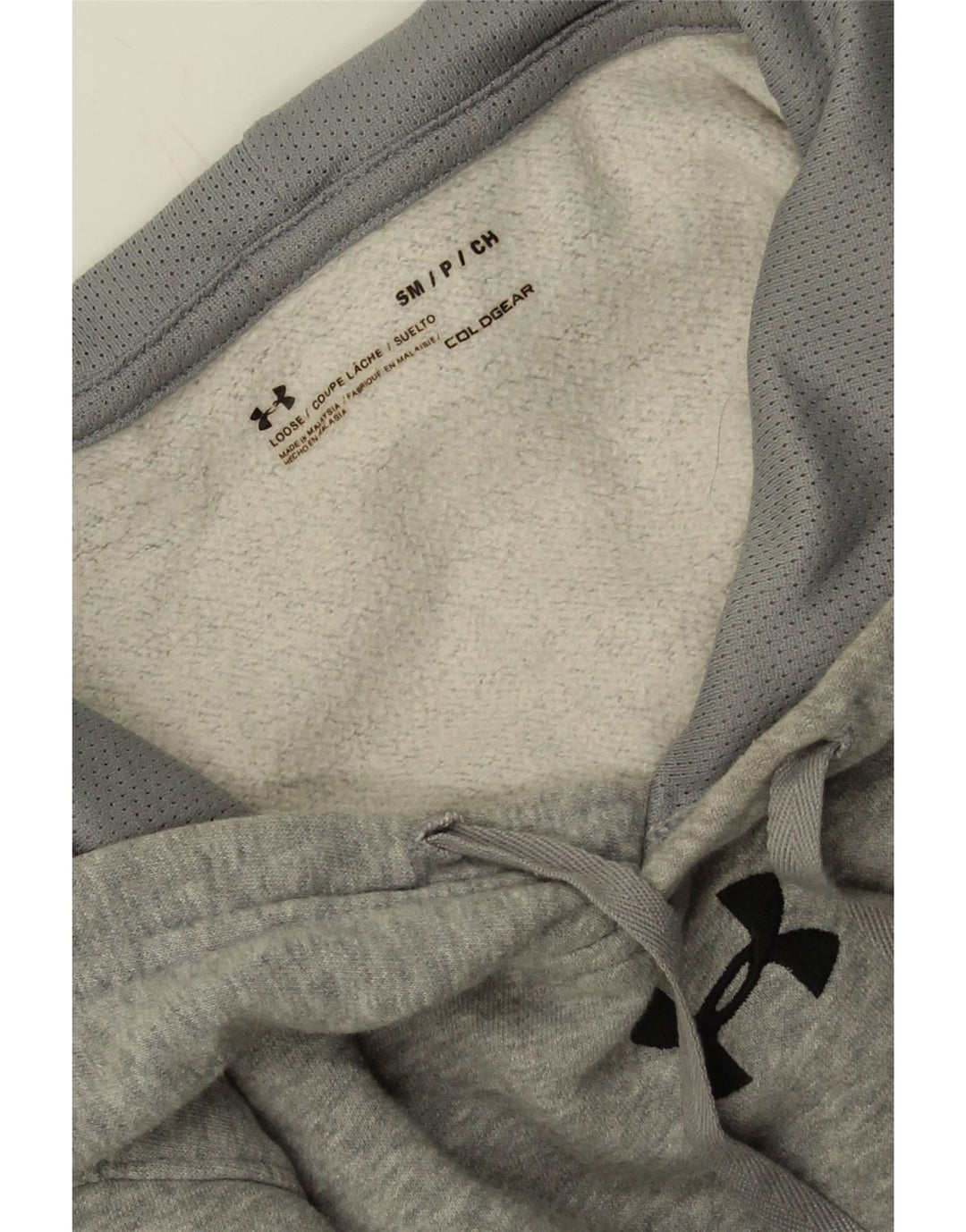 UNDER ARMOUR Mens Graphic Hoodie Jumper Small Grey Cotton Vintage Under Armour and Second-Hand Under Armour from Messina Hembry 