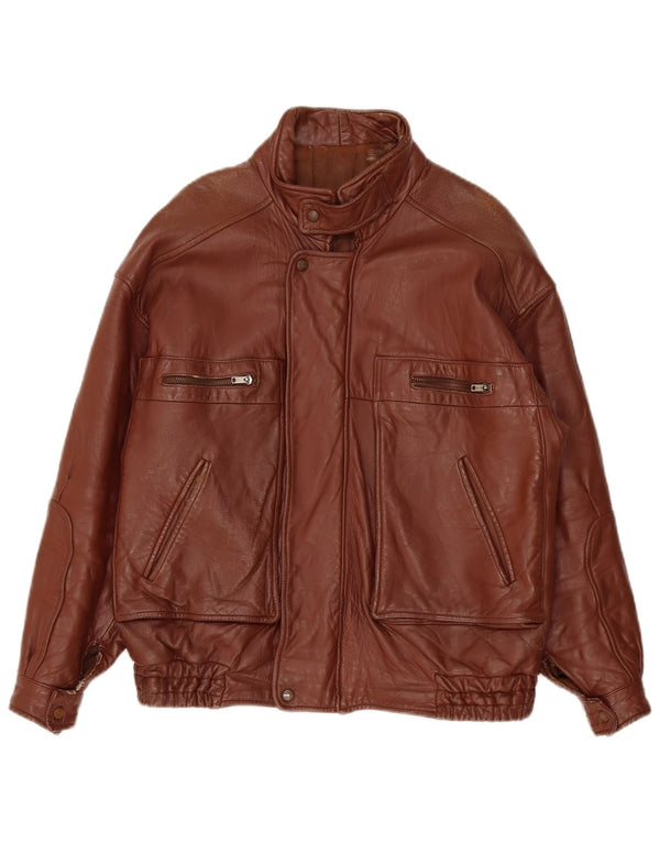 Jachetă de piele vintage pentru bărbați UK 40 mare Burgundy