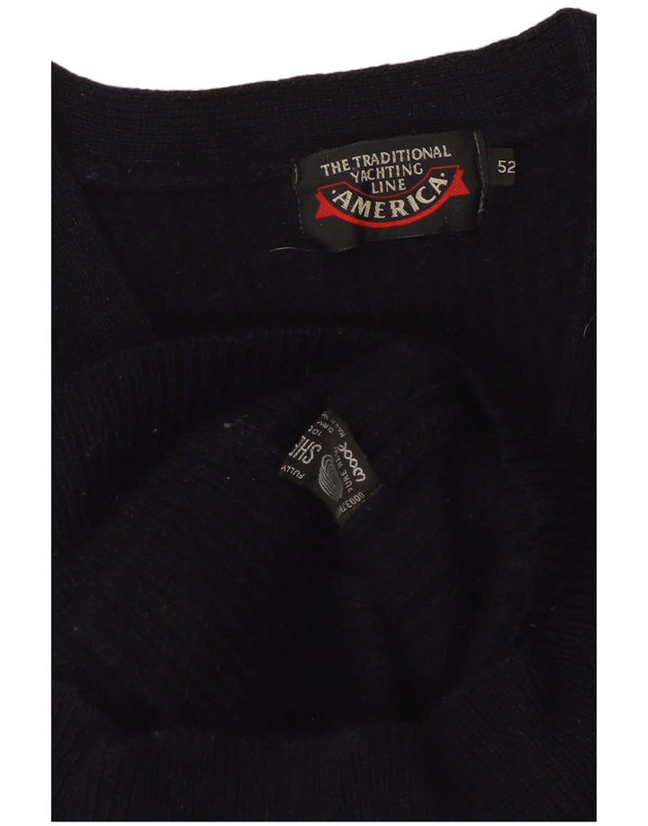 AMERICA Pulover cardigan pentru femei IT 52 2XL Lână bleumarin
