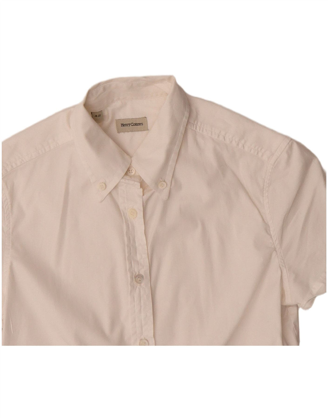 HENRY COTTONS Womens Short Sleeve Shirt IT 42 Medium White Cotton
