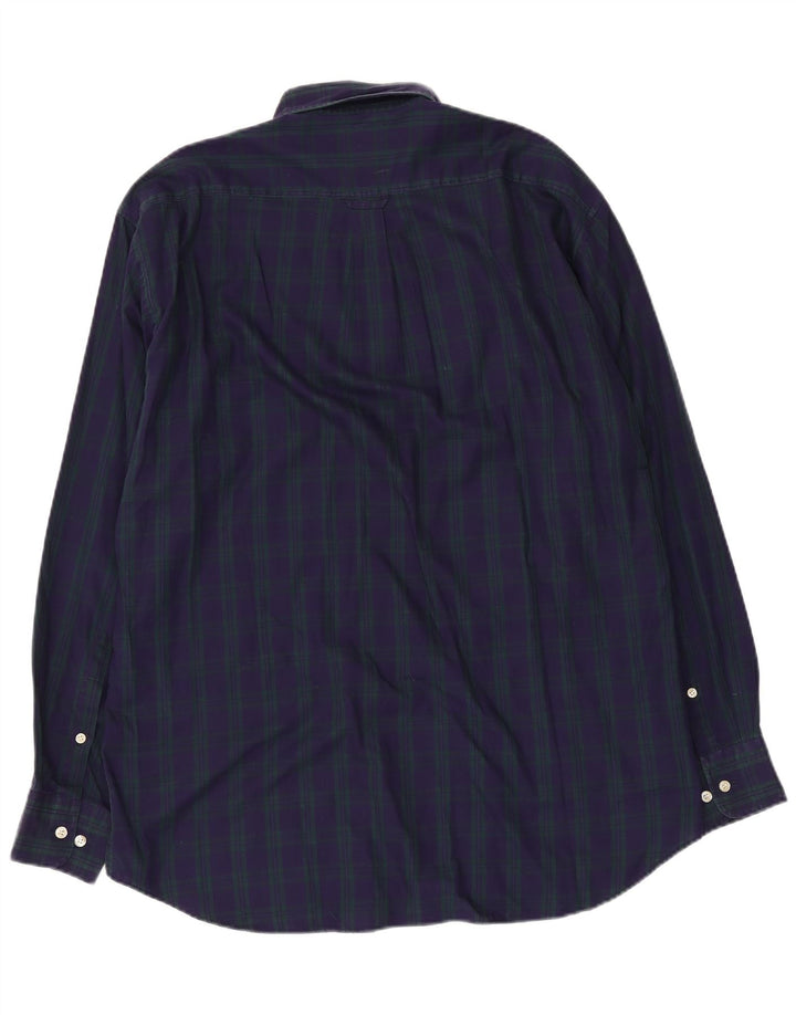 Cămașă Trussardi pentru bărbați din flanel, mărimea 41, mare din bumbac cu carouri bleumarin